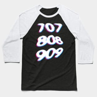 707 808 909 3D Glitch Aesthetic Design Baseball T-Shirt